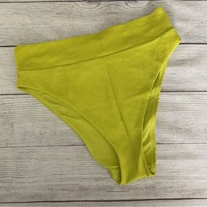 Aerie Waffle High Cut Cheeky Bikini Bottom in Bright Green